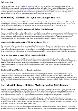 The Impact of Digital Marketing on San Jose's Economy
