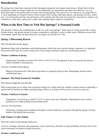When is the Best Time to Visit Hot Springs? A Seasonal Guide