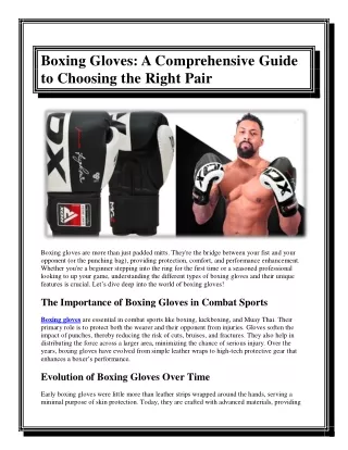Boxing Gloves A Comprehensive Guide to Choosing the Right Pair
