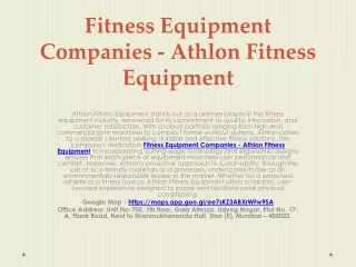 Fitness Equipment Companies - Athlon Fitness Equipment