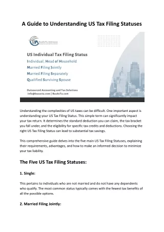 A Guide to Understanding US Tax Filing Statuses