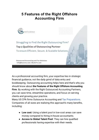 5 Features of the Right Offshore Accounting Firm