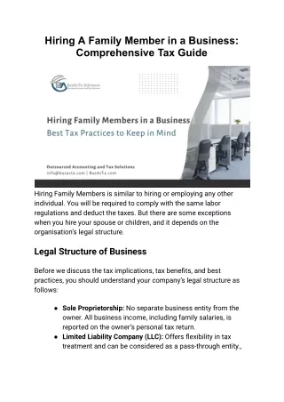 Hiring A Family Member in a Business: Comprehensive Tax Guide