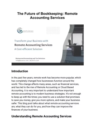 The Future of Bookkeeping: Remote Accounting Services for Modern Businesses