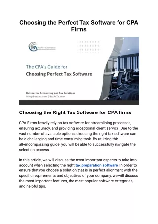 Choosing the Perfect Tax Software for CPA Firms