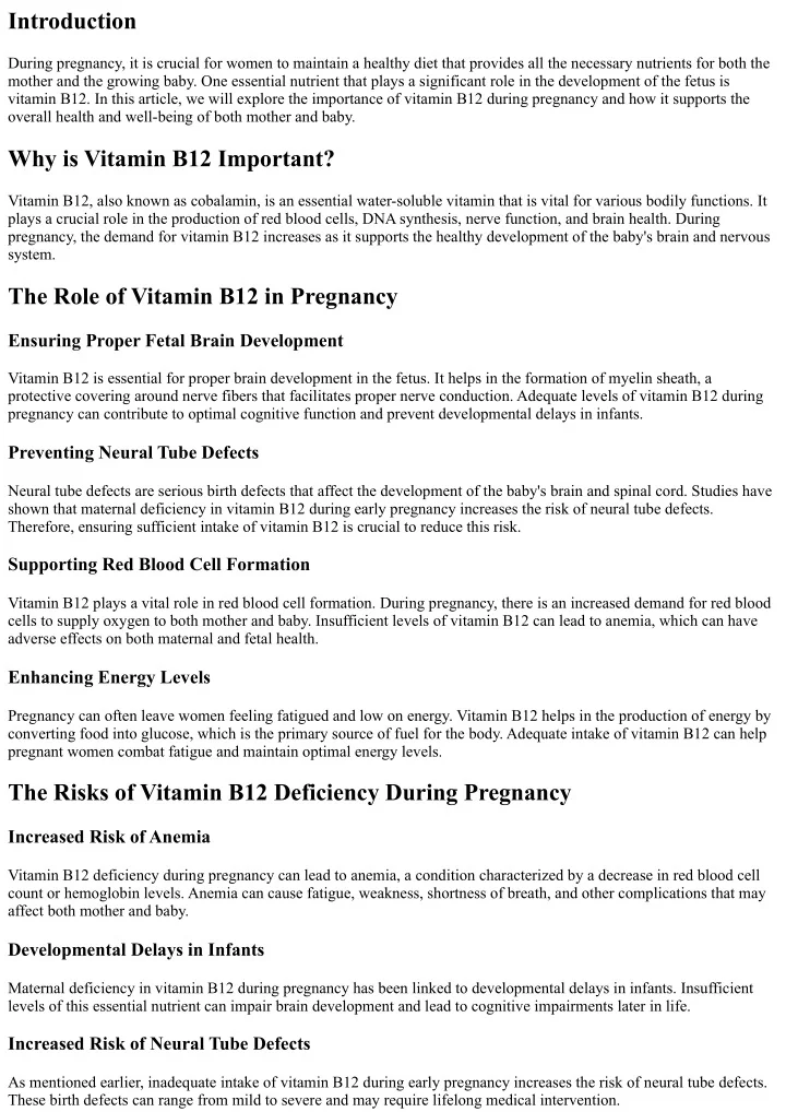 PPT The Importance of Vitamin B12 During Pregnancy PowerPoint