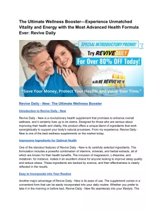 The Ultimate Wellness Booster—Experience Unmatched Vitality and Energy with the Most Advanced Health Formula Ever_ Reviv