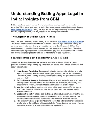 Understanding Betting Apps Legal in India_ Insights from SBM