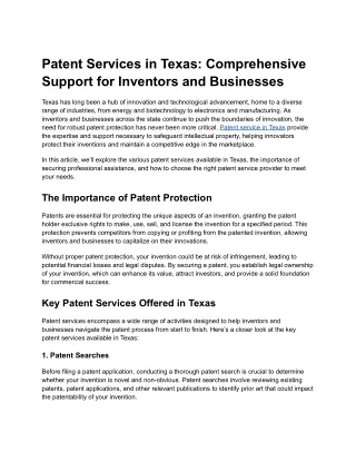 patent services in texas comprehensive support