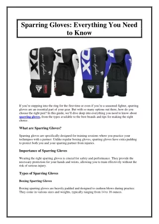 Sparring Gloves Everything You Need to Know