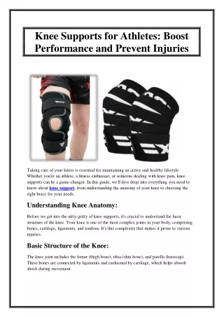 Knee Supports for Athletes Boost Performance and Prevent Injuries