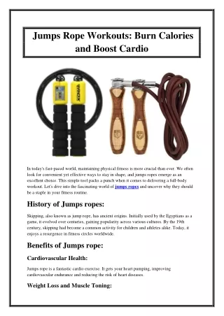 Jumps Rope Workouts Burn Calories and Boost Cardio