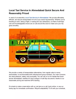 local taxi service in ahmedabad quick secure