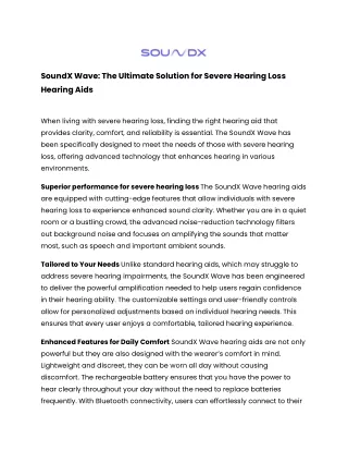 SoundX Wave: Advanced Severe Hearing Loss Hearing Aids