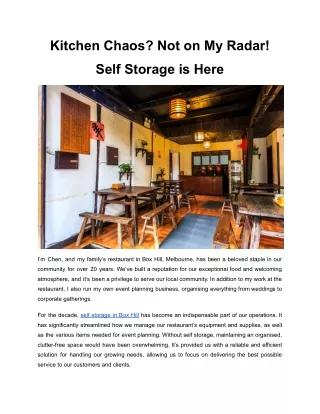 Kitchen Chaos? Not on My Radar! Self Storage is Here