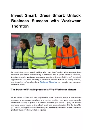 Invest Smart, Dress Smart_ Unlock Business Success with Workwear Thornton