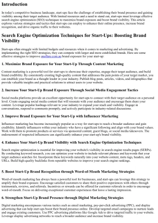 Search Engine Optimization Techniques For Start-Ups : Boosting Brand Awareness