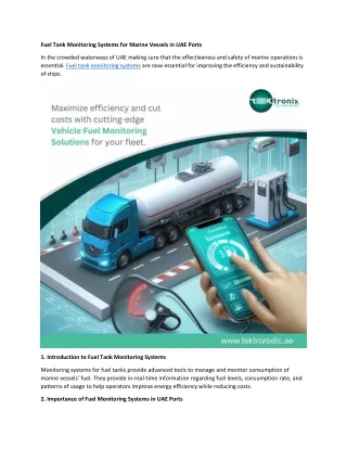 Fuel Tank Monitoring Systems for Marine Vessels in UAE Ports