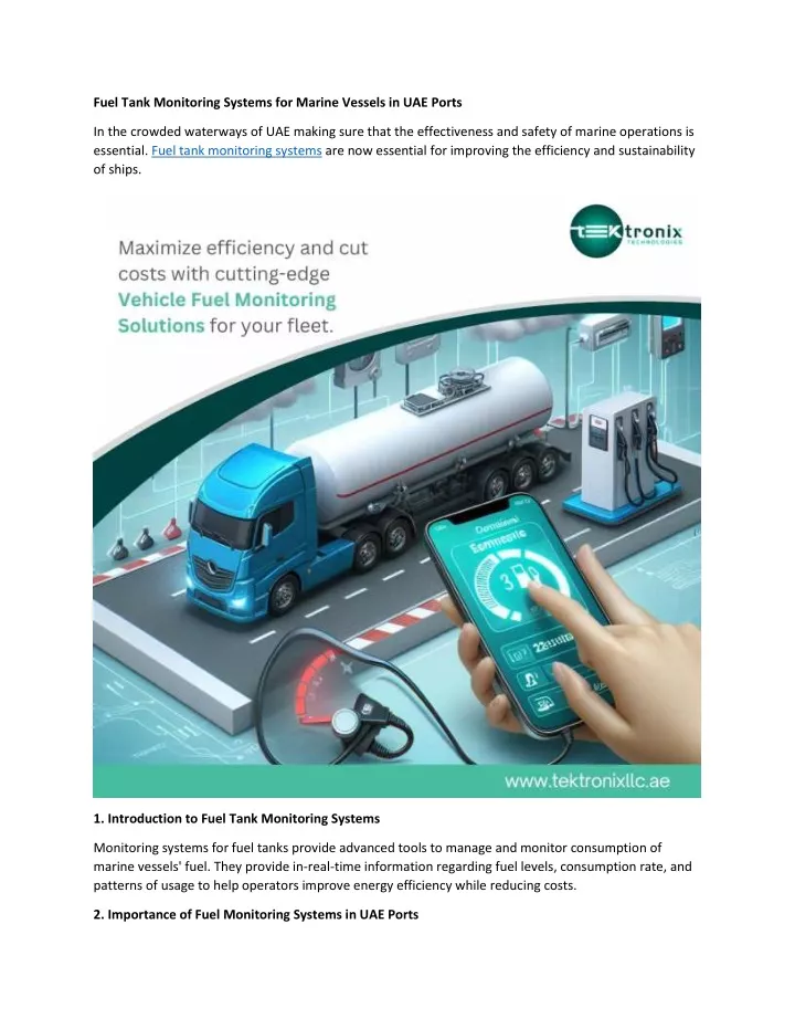 fuel tank monitoring systems for marine vessels