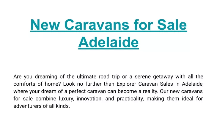 new caravans for sale adelaide