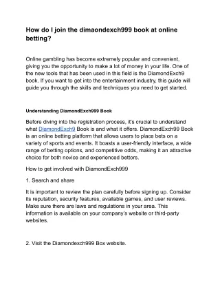 how do i join the dimaondexch999 book at online