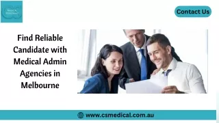 Find Reliable Candidate with Medical Admin Agencies in Melbourne