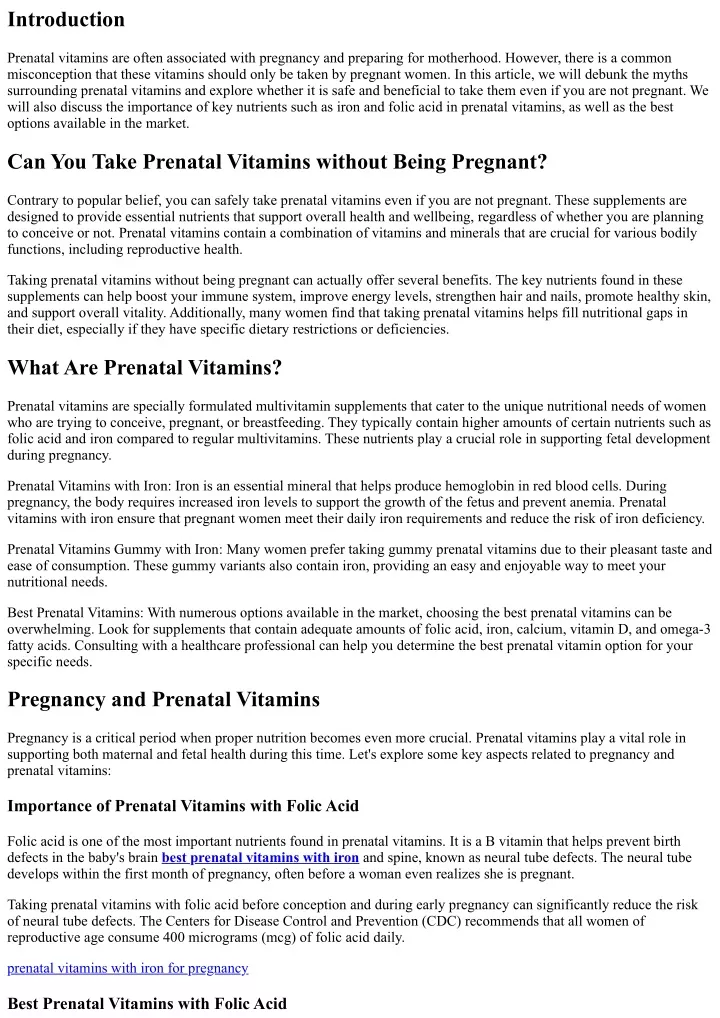 PPT Debunking the Myths Can You Take Prenatal Vitamins without Being Pregnant? PowerPoint