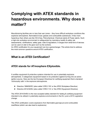Complying with ATEX standards in hazardous environments