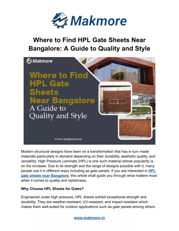 where to find hpl gate sheets near bangalore