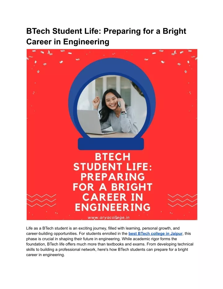 btech student life preparing for a bright career