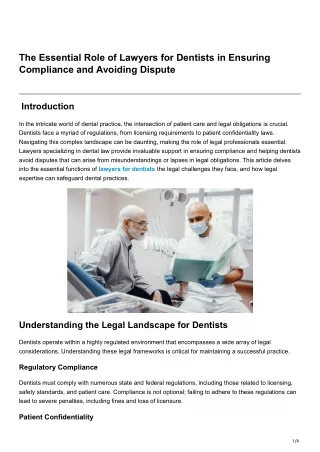 the essential role of lawyers for dentists