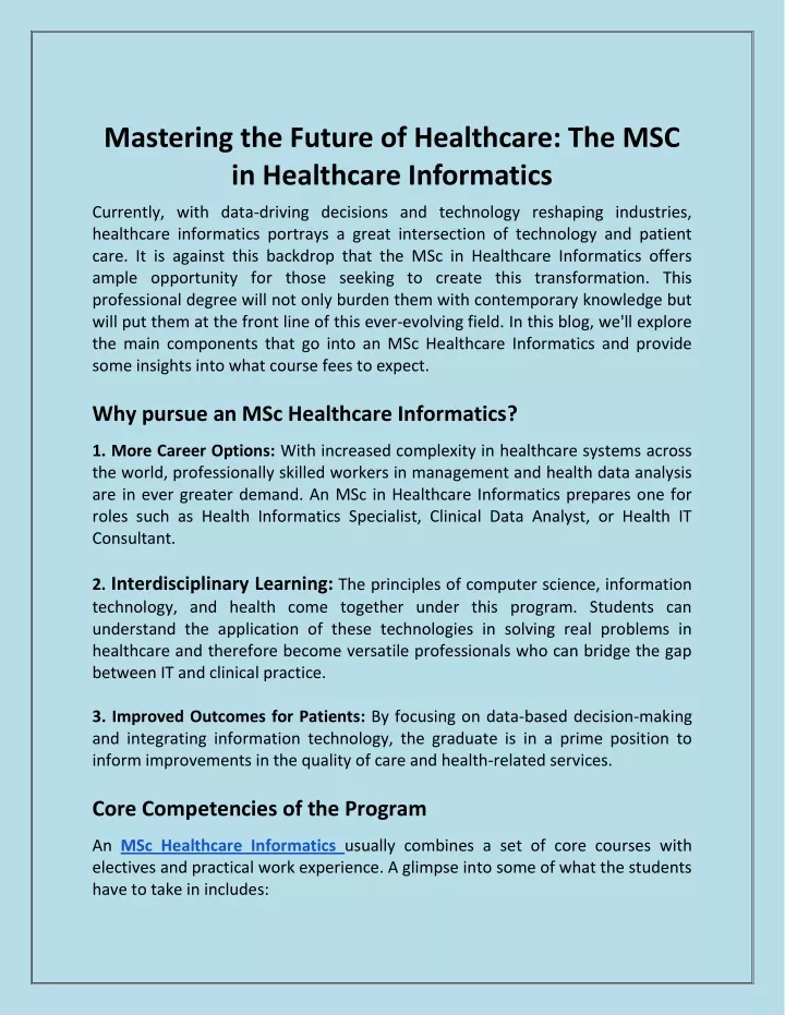 mastering the future of healthcare