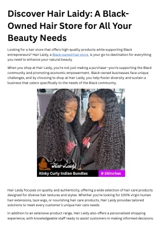 Celebrate Black Beauty at Our Black-Owned Hair Store: Hair Laidy