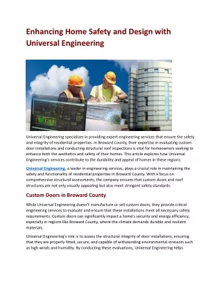 Enhancing Home Safety and Design with Universal Engineering