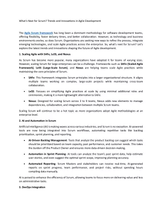 what s next for scrum trends and innovations