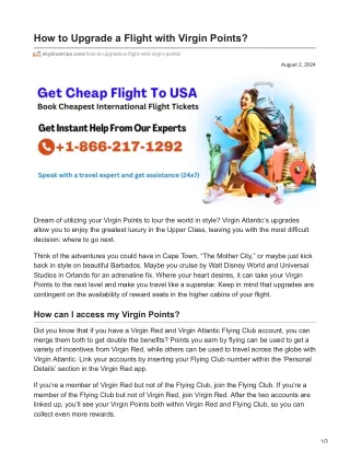 how to upgrade a flight with virgin points