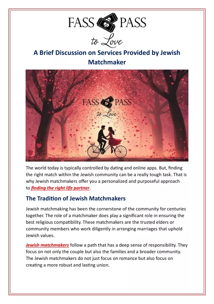 a brief discussion on services provided by jewish