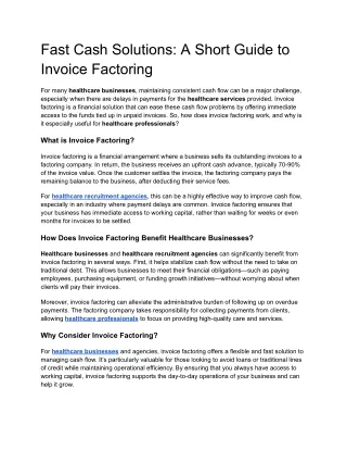 Fast Cash Solutions_ A Short Guide to Invoice Factoring
