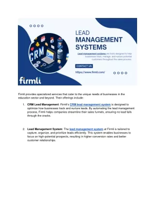 firmli provides specialized services that cater