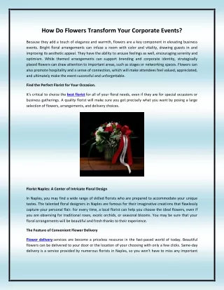 how do flowers transform your corporate events