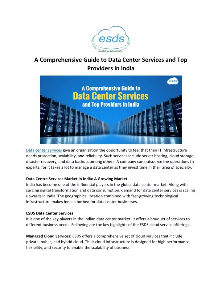 a comprehensive guide to data center services