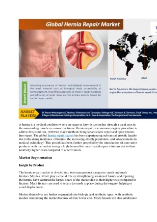 Global Hernia Repair Market: Key Trends and Market Forecast