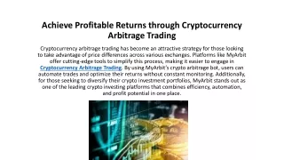Achieve Profitable Returns through Cryptocurrency Arbitrage Trading