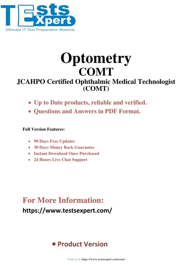 PPT - Master the COMT - JCAHPO Certified Ophthalmic Medical Exam ...