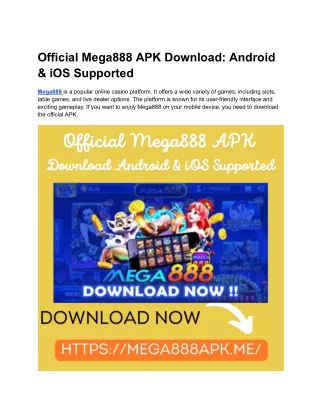 official mega888 apk download android