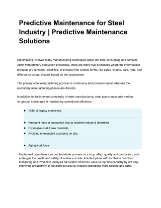 Predictive Maintenance for Steel Industry _ Predictive Maintenance Solutions