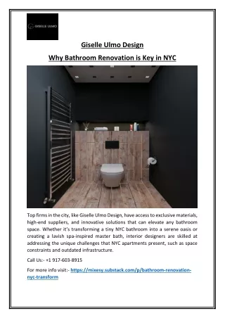 Why Choose Giselle Ulmo Design for Bathroom Renovations in NYC