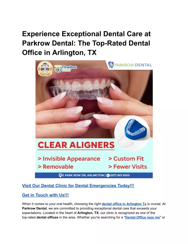 experience exceptional dental care at parkrow