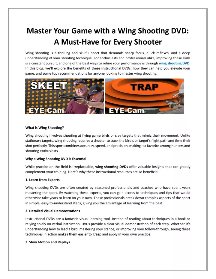 master your game with a wing shooting dvd a must