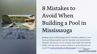 8 Common Mistakes to Avoid When Building a Pool in Mississauga